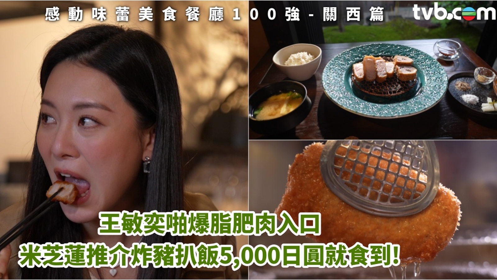 感動味蕾美食餐廳100強-關西篇︱王敏奕啪爆脂肥肉入口　米芝蓮推介炸豬扒飯5,000日圓就食到